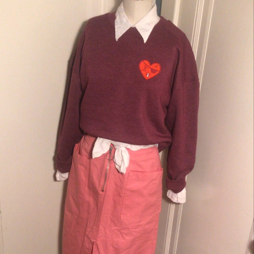 NEW Cropped Crew Sweatshirt With ❤️Patch